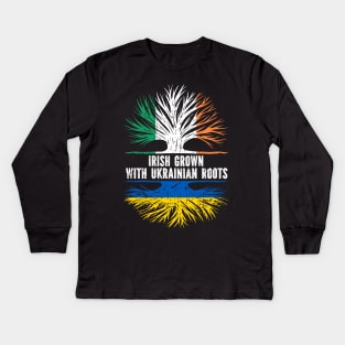 Irish Grown with Ukrainian Roots Flag Kids Long Sleeve T-Shirt